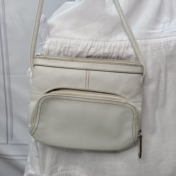 Tignanello Crossbody purse, Off White Pebble Leather - Picture 3 of 7